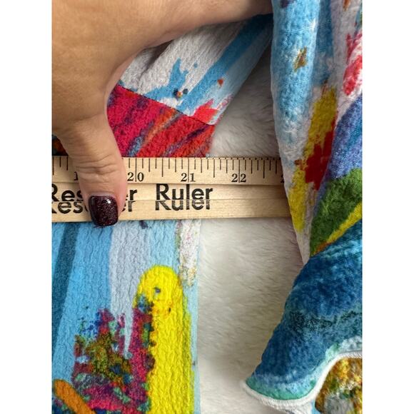 Ali Miles Ruffle Flowy Colorful Top M Festival Artsy Texture - Picture 8 of 9